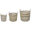 vidaXL Blumentopfkorb mit Speicher 3 Stk. Nat&uuml;rliches Grau Kubu Rattan