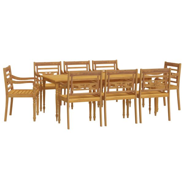 vidaXL 9-tlg. Garten-Essgruppe Massivholz Teak