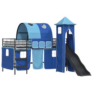 vidaXL Kinderloftbett Schwarz und Blau 79,5 x 200 cm Metall