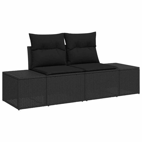 vidaXL Gartensofa-set mit Kissen 9 pcs Schwarz Polyrattan
