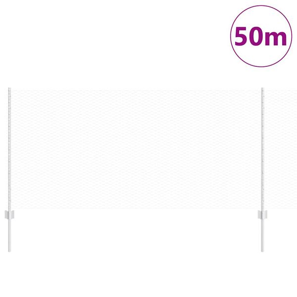 vidaXL Zaun mit Pfosten Silber 1 x 50 m Stahl
