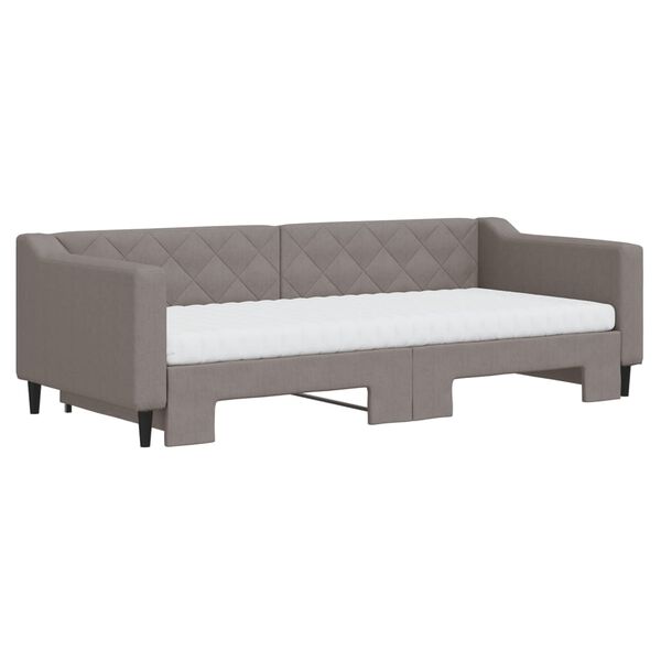 vidaXL Tagesbett Ausziehbar mit Matratzen Taupe 90x200 cm Stoff
