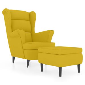 vidaXL Ohrensessel mit Hocker Senfgelb Samt