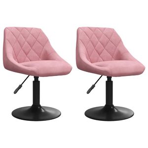 vidaXL Esszimmerst&uuml;hle 2 Stk. Drehbar Rosa Samt