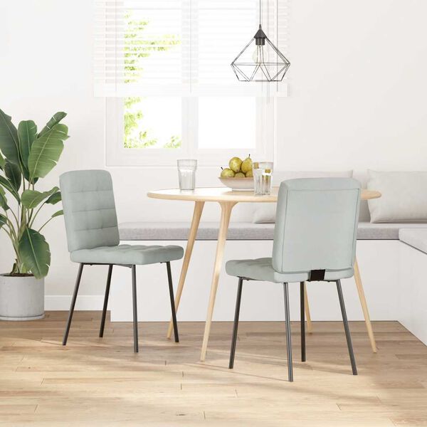 vidaXL Esszimmerstühle 2 Stk. Hellgrau Samt