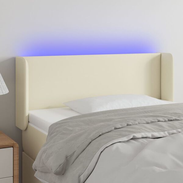 vidaXL LED Kopfteil Creme 83x16x78/88 cm Kunstleder