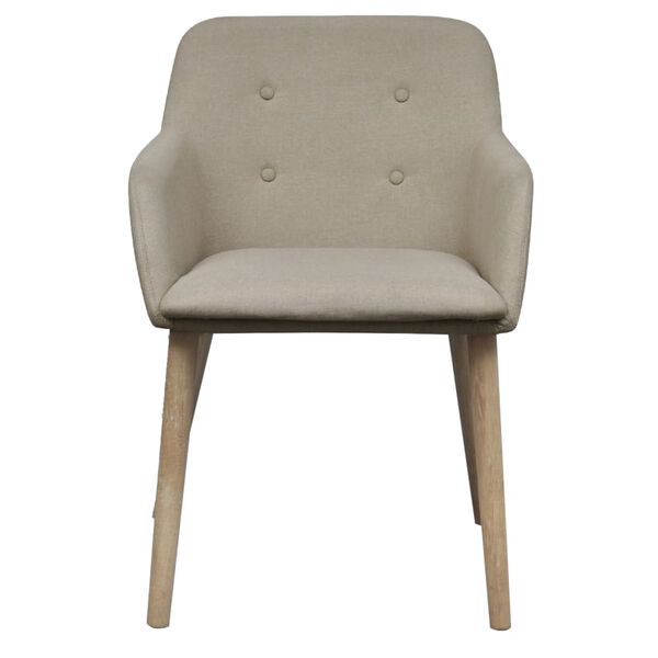 vidaXL Esszimmerst&uuml;hle 2 Stk. Beige Stoff und Massivholz Eiche