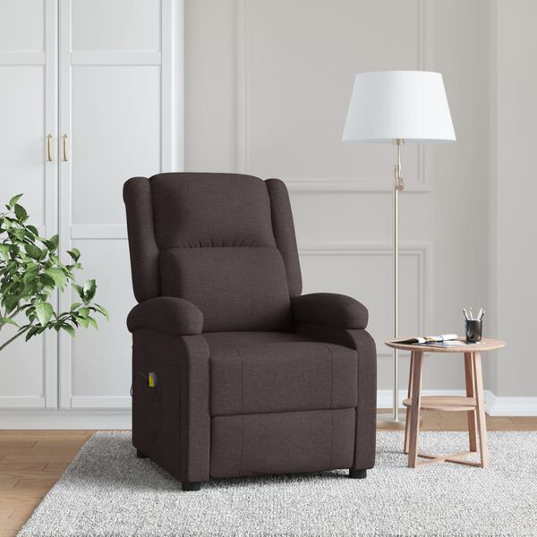 vidaXL Ohrensessel mit Massagefunktion Dunkelbraun Stoff