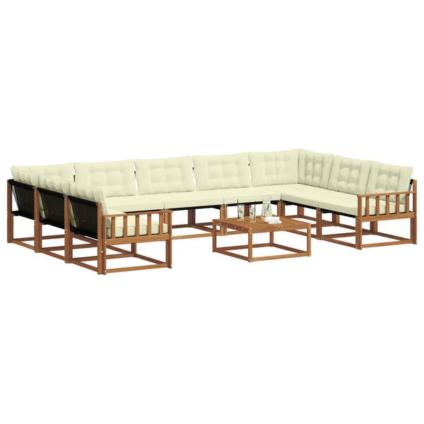 vidaXL Outdoor-Sofagarnitur mit Kissen 10 pcs Natur und Creme