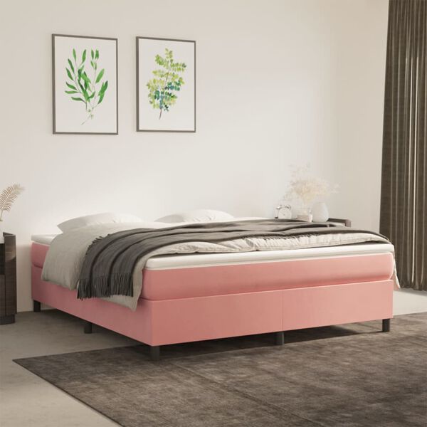 vidaXL Boxspringbettgestell Rosa 160x200 cm Samt
