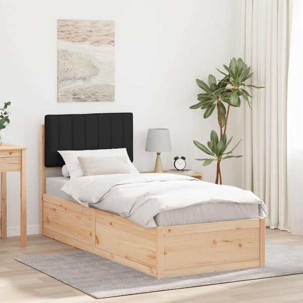 vidaXL Bettgestell mit gepolstertem Kopfteil Schwarz 80 x 200 cm