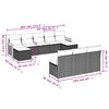 vidaXL 10-teiliges Gartensofa-Set mit Kissen, schwarzes Polyrattan