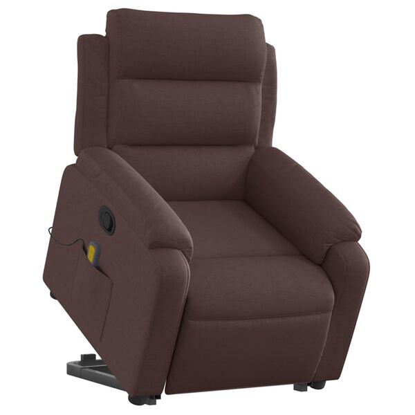 vidaXL Massagesessel mit Aufstehhilfe Dunkelbraun Stoff