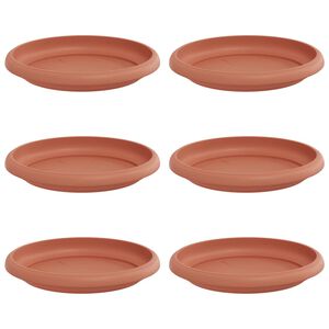 vidaXL Runde Blumenplatte 6 Stk. Ziegelrot &Oslash; 14 x 2 cm Kunststoff