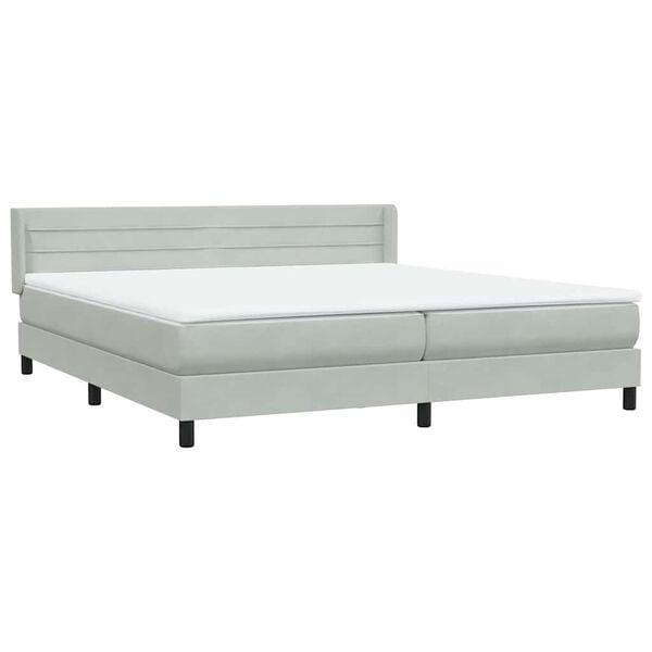 vidaXL Boxspringbett mit Matratze Hellgrau 180x220 cm Samt