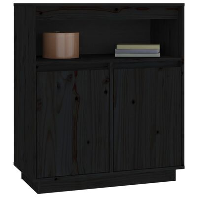 vidaXL Sideboard Schwarz 70x34x80 cm Massivholz Kiefer