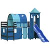 vidaXL Kinderhochbett mit Turm Blau 90x190 cm Massivholz Kiefer