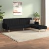vidaXL Schlafsofa 2-Sitzer mit Fu&szlig;hocker Schwarz Stoff