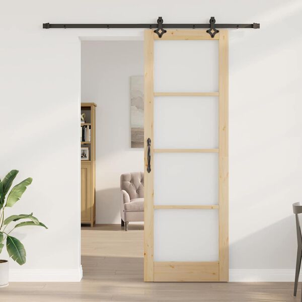 vidaXL Schiebet&uuml;r ORKDAL Nat&uuml;rlich und Schwarz 78 x 232 cm