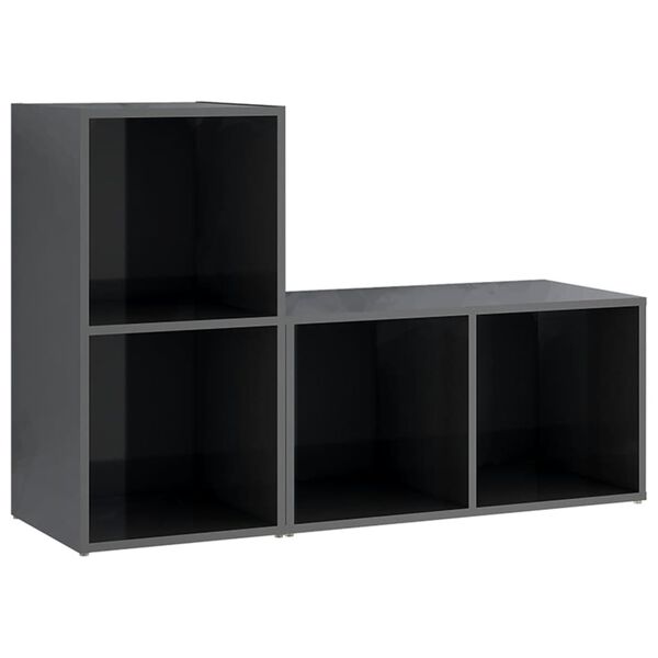 vidaXL TV-Schr&auml;nke 2 Stk. Hochglanz-Grau 72x35x36,5 cm Holzwerkstoff