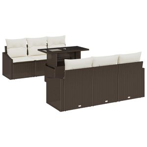 vidaXL Garten-Sofa-Set mit Kissen mit Speicher 7 pcs Braun Poly-Rattan