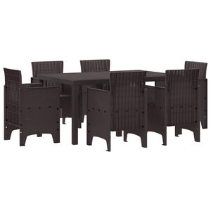 vidaXL Garten Essgruppe 7 stk. Braun Polt Rattan