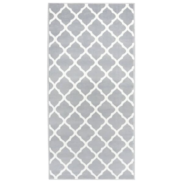 vidaXL Teppichl&auml;ufer BCF Grau und Wei&szlig; 100x250 cm