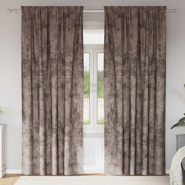 vidaXL Samtvorh&auml;nge mit Vorh&auml;ngen 2 pcs Cappuccino 225 x 140 cm Samt