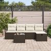 vidaXL Garten-Sofa-Set mit Kissen mit Speicher 6 pcs Braun Poly Rattan