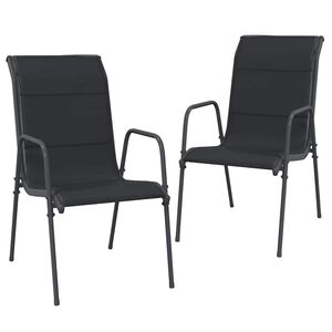 vidaXL Gartenst&uuml;hle 2 Stk. Stahl und Textilene Schwarz