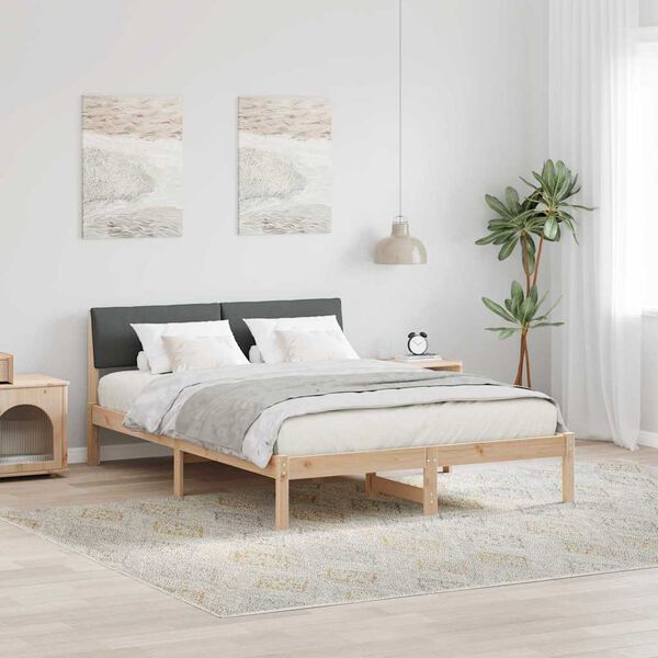 vidaXL Bettgestell Braun und Dunkelgrau 140 x 200 cm Massivholz Kiefer