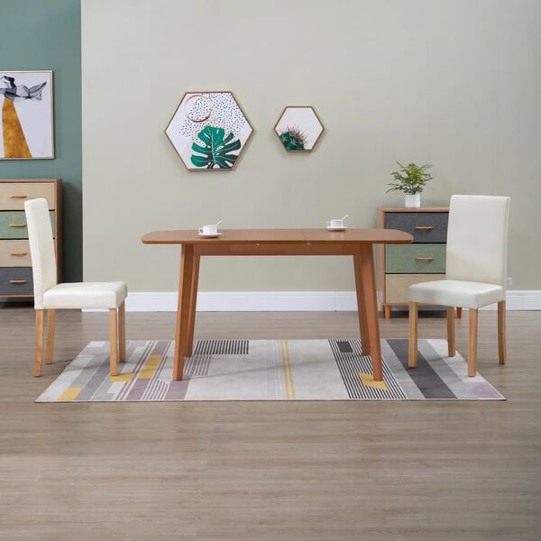vidaXL Esszimmerst&uuml;hle 2 Stk. Creme Kunstleder