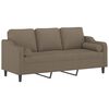 vidaXL 3-Sitzer-Sofa mit Kissen Taupe 180 cm Stoff