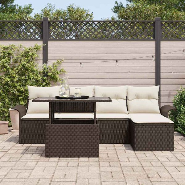 vidaXL Gartensofa-set mit Kissen 6 pcs Braun Poly-Rattan