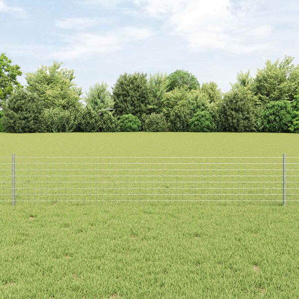 vidaXL Zaun mit Pfosten Silber 0,4 x 10 m Stahl