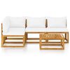 vidaXL 5-tlg. Garten-Lounge-Set mit Auflagen Creme Massivholz Akazie