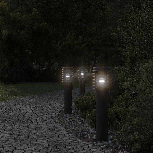 vidaXL Wegeleuchten 3 Stk. Schwarz 60 cm Edelstahl