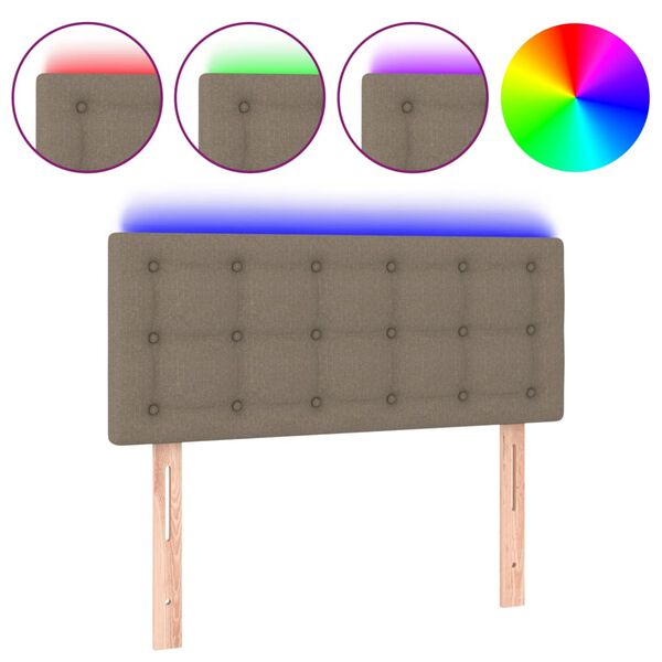 vidaXL LED Kopfteil Taupe 90x5x78/88 cm Stoff
