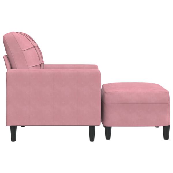 vidaXL Sessel mit Hocker Rosa 60 cm Samt