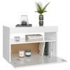 vidaXL Nachttisch mit LED-Leuchten Hochglanz-Wei&szlig; 60x35x40 cm