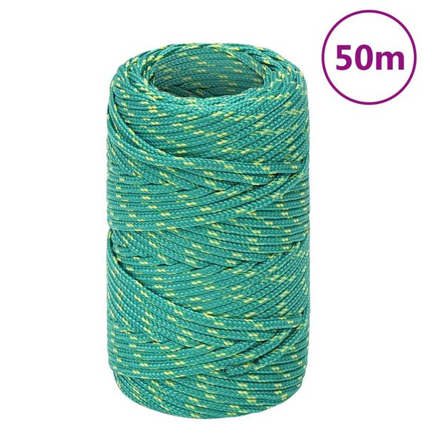 vidaXL Bootsseil Gr&uuml;n 2 mm 50 m Polypropylen
