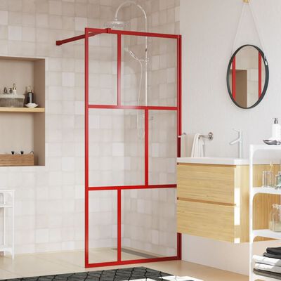 vidaXL Duschwand für Begehbare Dusche mit ESG Klarglas Rot 80x195 cm