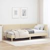 vidaXL Eckbettgestell Creme 90 cm x 200 cm Stoff und Sperrholz