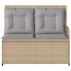 vidaXL Gartenbank mit Kissen Beige und Grau Poly-Rattan