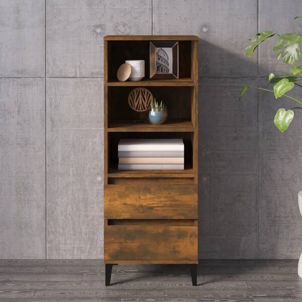 vidaXL Highboard Räuchereiche 40x36x110 cm Holzwerkstoff