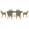 vidaXL Garten Essgruppe mit Kissen 7 pcs Beige Poly-Rattan