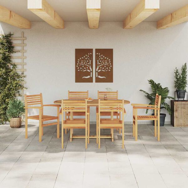 vidaXL Garten Essgruppe 7 pcs Natur Massivholz Akazie