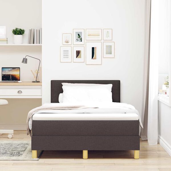 vidaXL Boxspringbett mit Kissen Dunkelbraun 120 x 190 cm Stoff