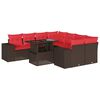 vidaXL 9-teiliges Gartensofa-Set mit Kissen, braun, Polyrattan