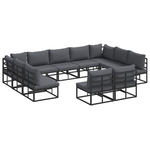 vidaXL Gartensofa-set 11 stk. Schwarz Aluminium